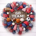 Custom Sports Wreath – Football, Baseball, Basketball, Team Colors Front Door Wreath