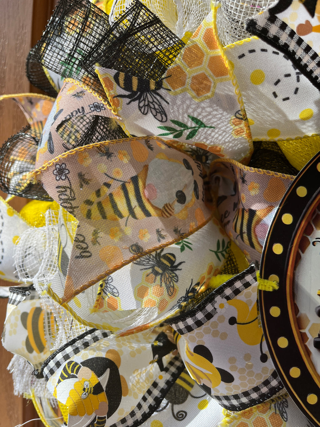 Bee Blessed Gnome Truck Mesh Wreath for Front Door | Whimsical Spring Summer Door Decor