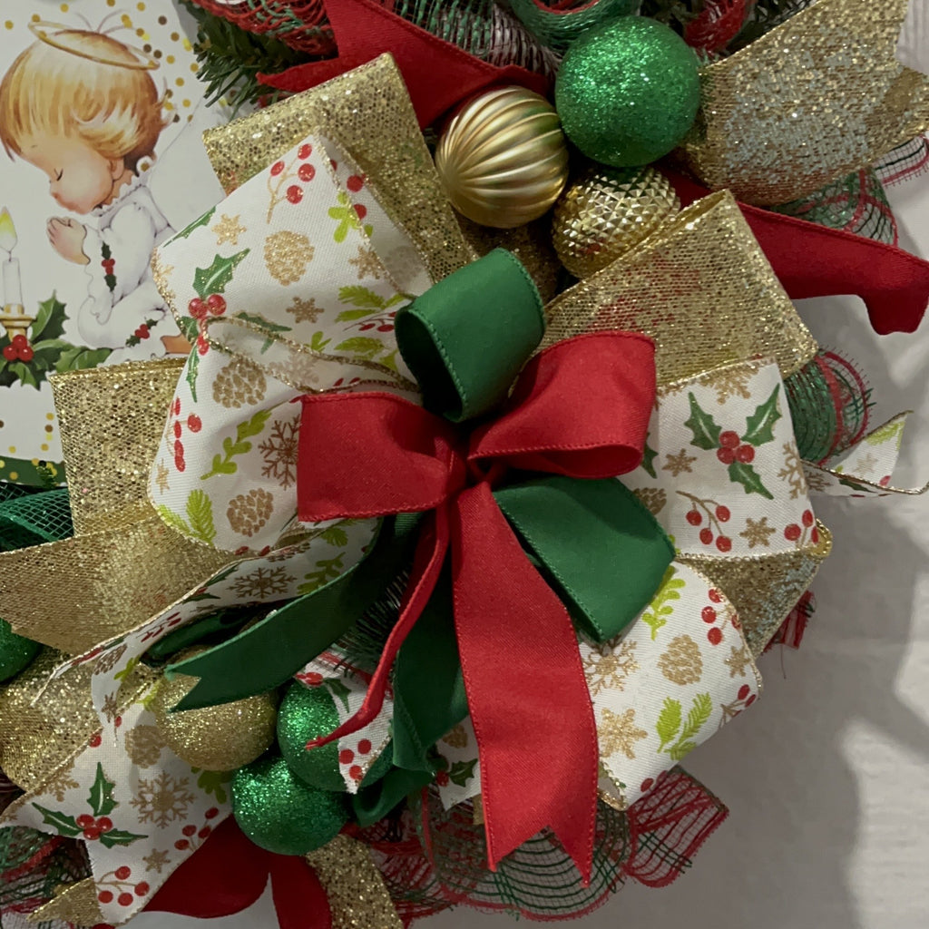 Christian Christmas Wreath – Celebrate the Birth of Jesus with Festive Red, Green & Gold Decor