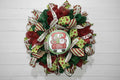 Handmade Whimsical Santa & Reindeer Truck Christmas Wreath – Festive Red & Green Door Decor