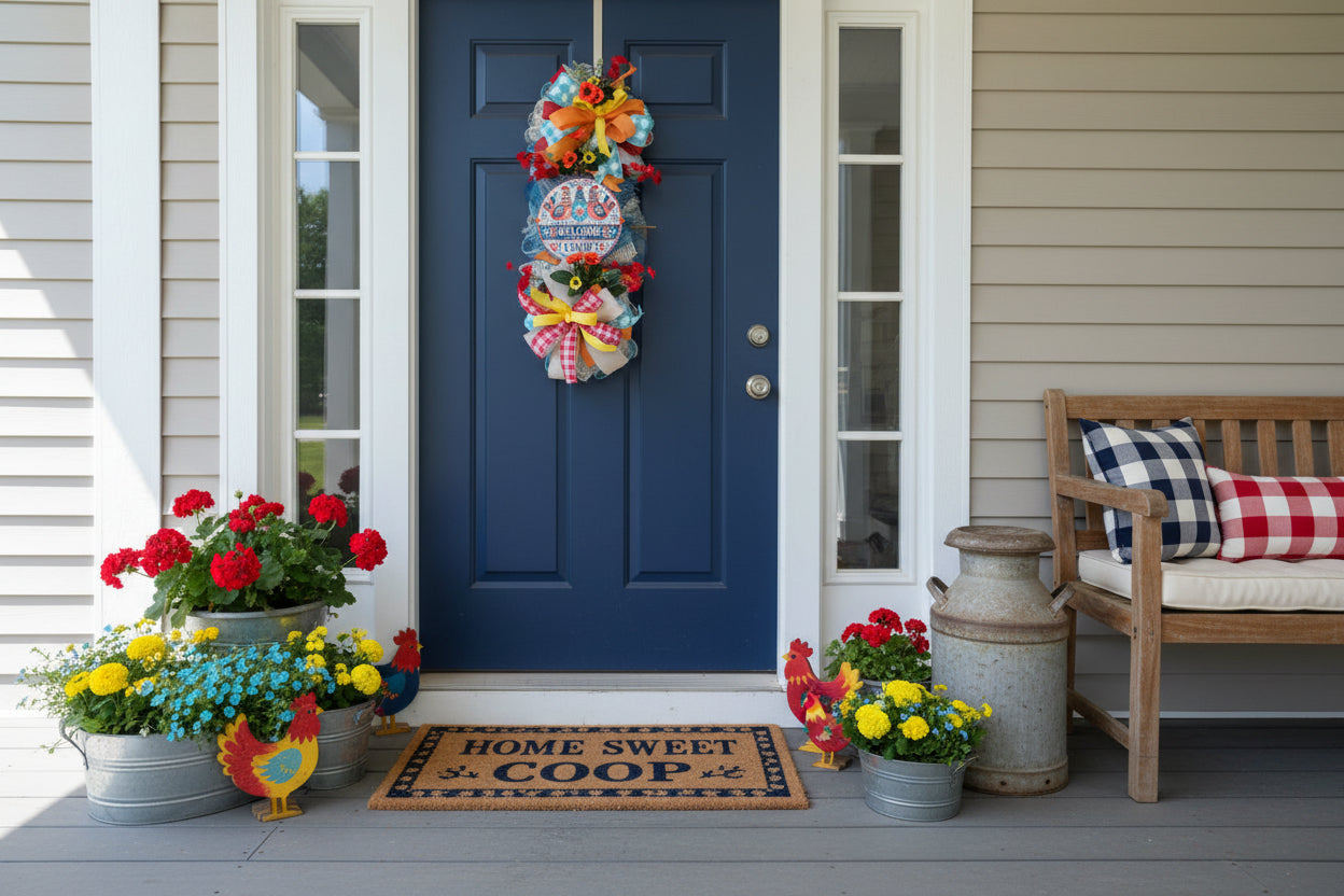 Welcome to Our Coop Chicken Door Swag | Everyday Farmhouse Door Decor