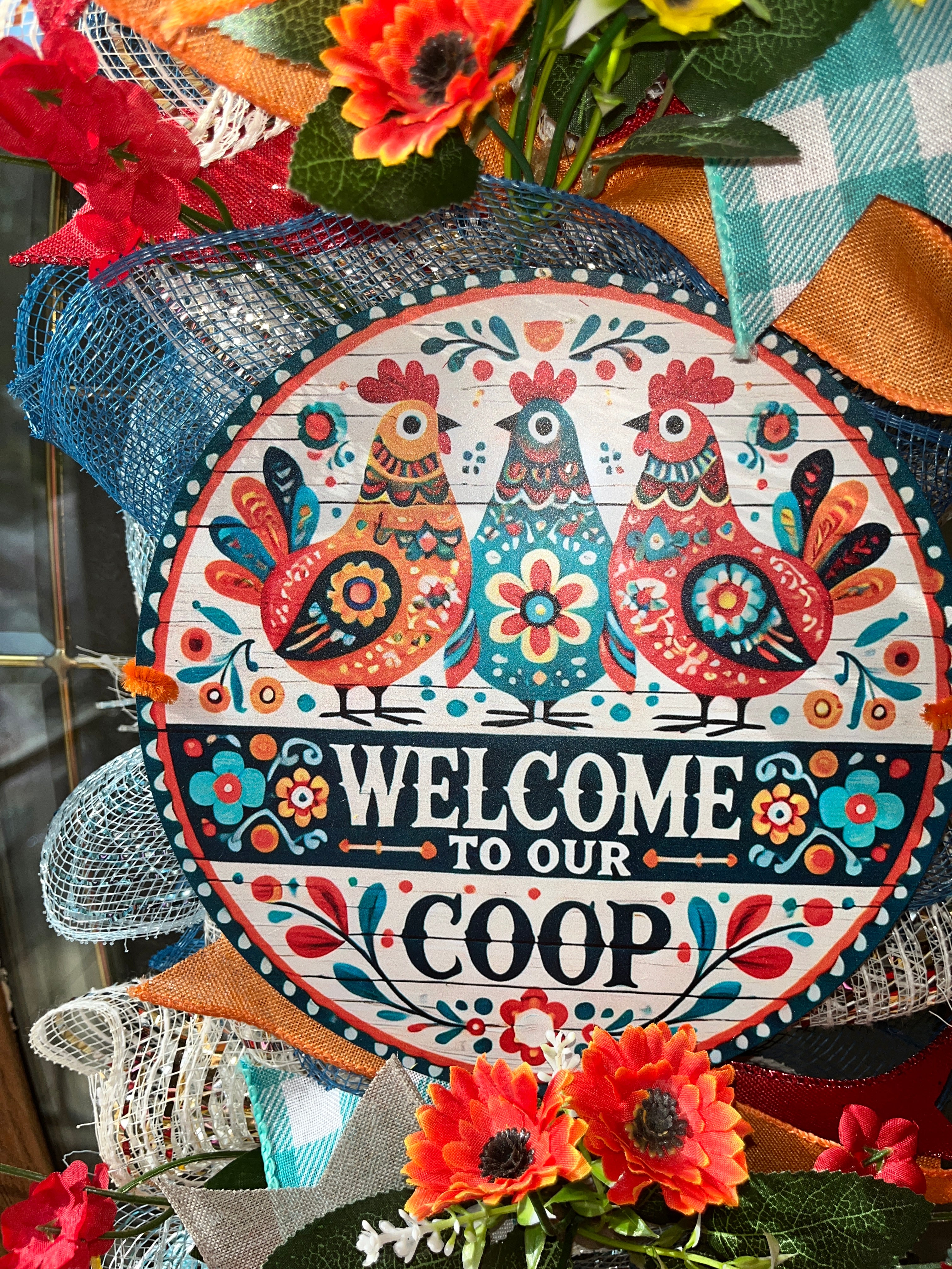 Welcome to Our Coop Chicken Door Swag | Everyday Farmhouse Door Decor