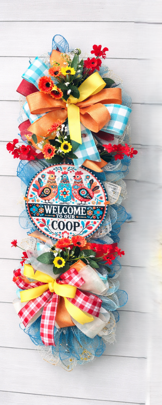 Welcome to Our Coop Chicken Door Swag | Everyday Farmhouse Door Decor